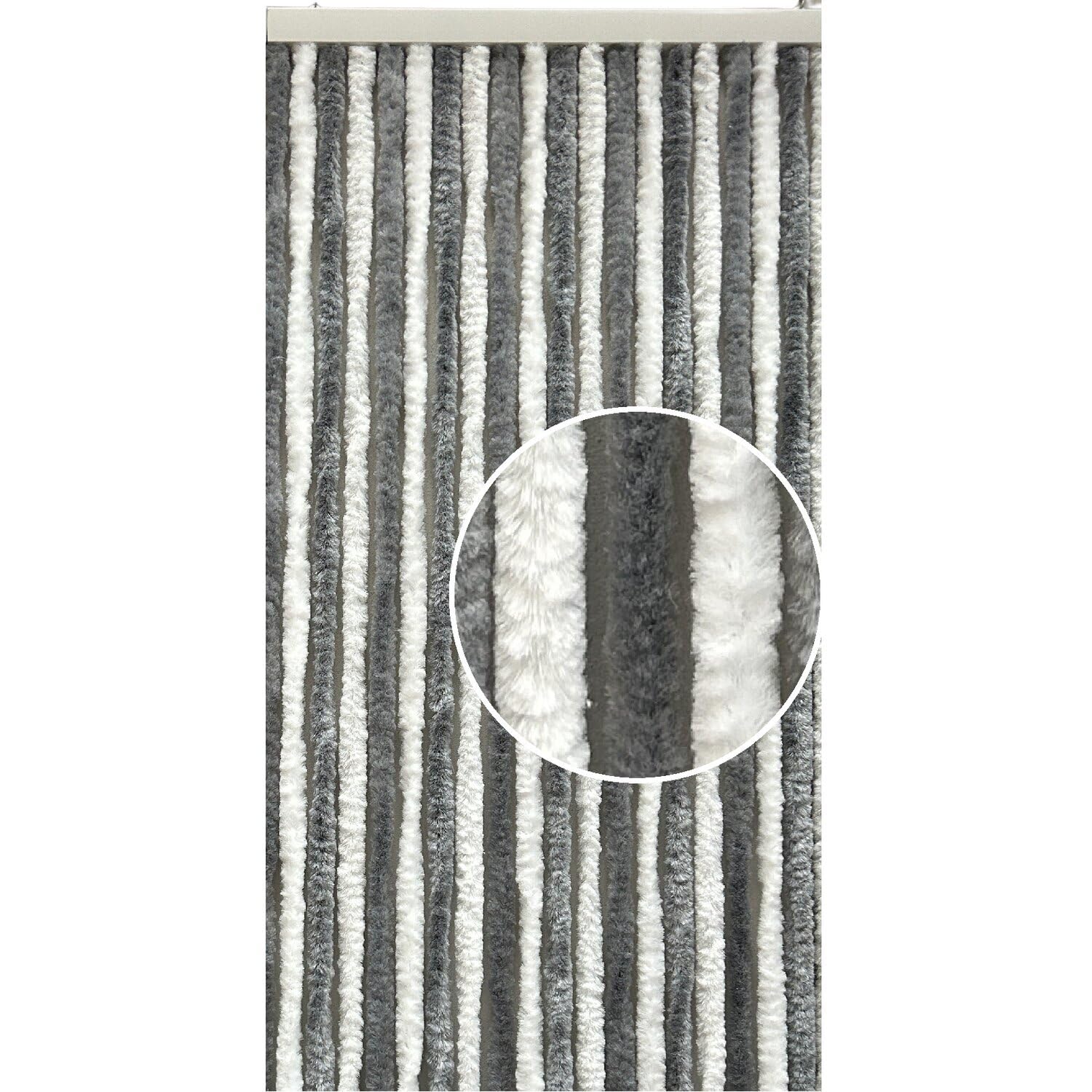 Rideaux de porte chenille : XS Blanc / Gris 56 x 205 cm