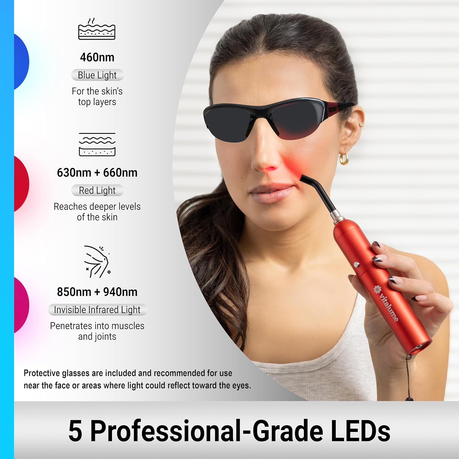 Red Light Therapy Wand for Cold Sore & Canker Sore Treatment – Handheld Laser Device for Face Blisters, Nose, Lips & Joint Pain – Infrared LED Lip Therapy Pen for Fast Relief