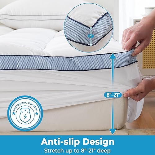 Miniatura 5 de Cubrecolchón tamaño individual XL, funda de colchón extra gruesa con bolsillo profundo (8-21 pulgadas), protector de colchón refrescante, relleno