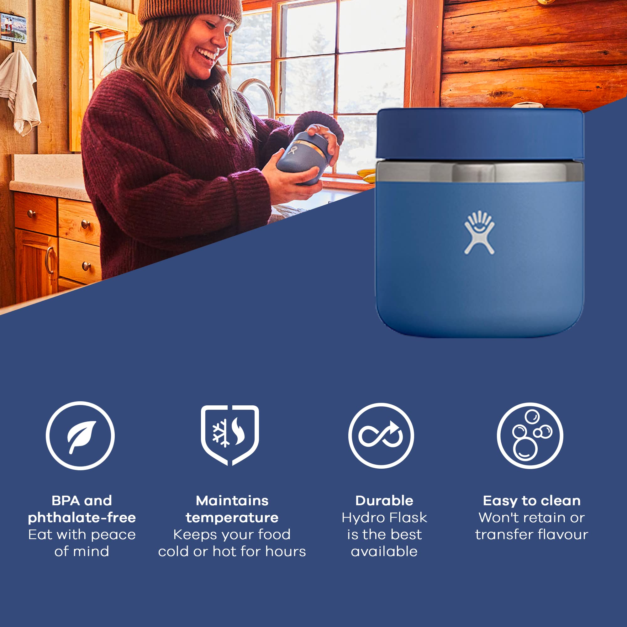 Hydro Flask Food Jar - Insulated Stainless Steel Container with Lid 12 Oz