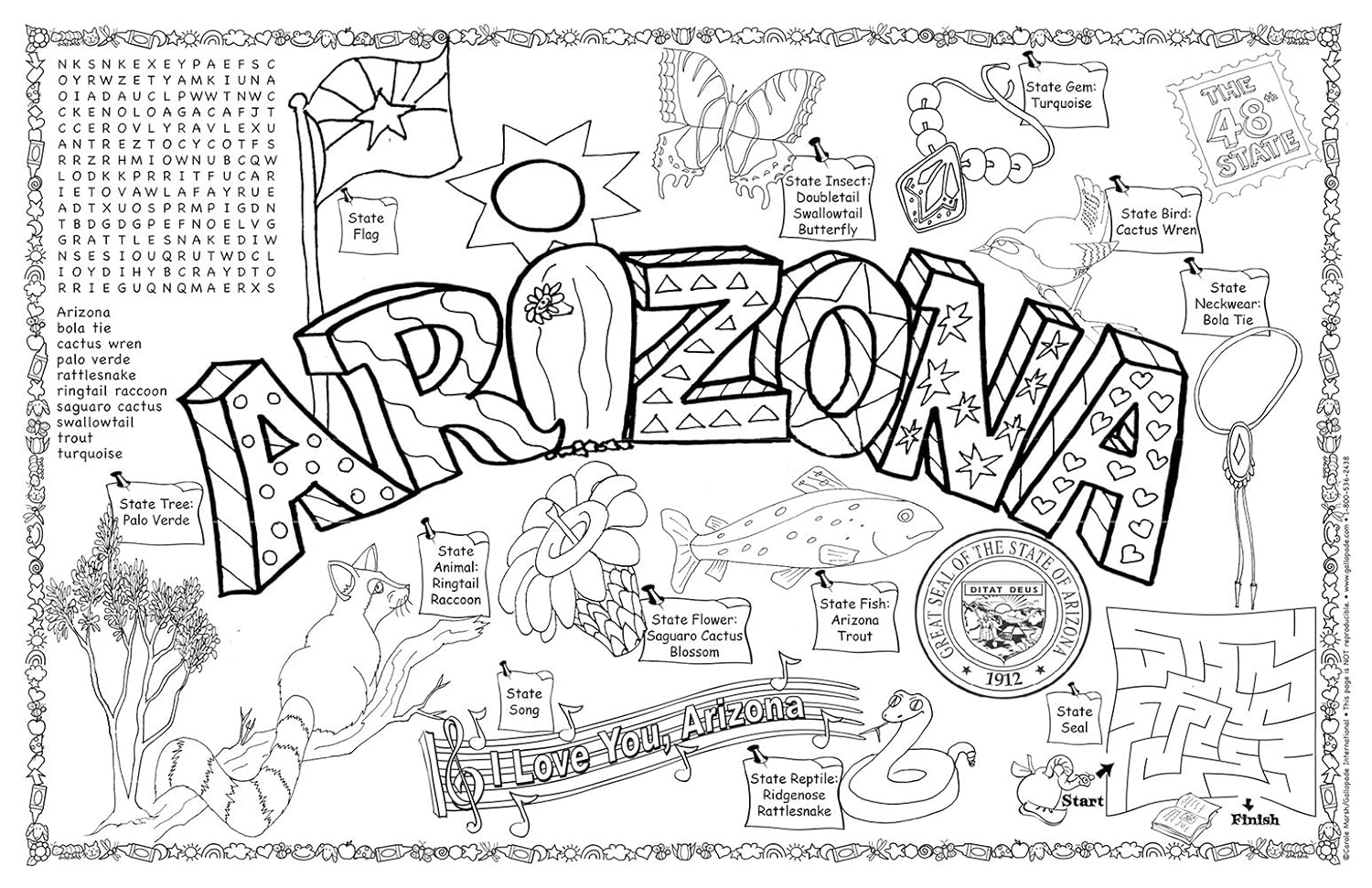 Arizona Symbols & Facts Funsheet Pack of 30