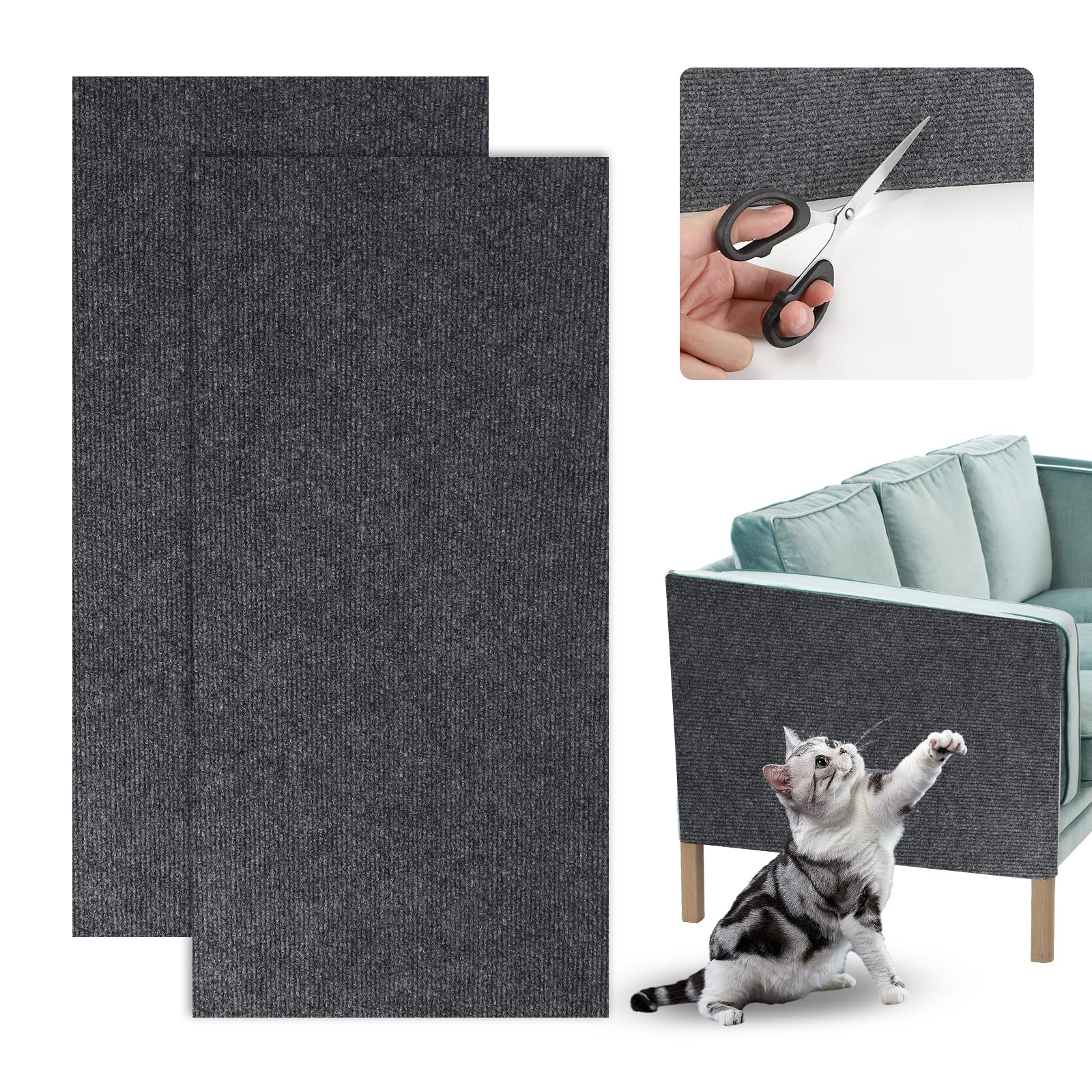 Tiragraffi Per Divano Yokuni - Nastro Adesivo Protettivo 200x40 Cm Grigio, Ritagliabile