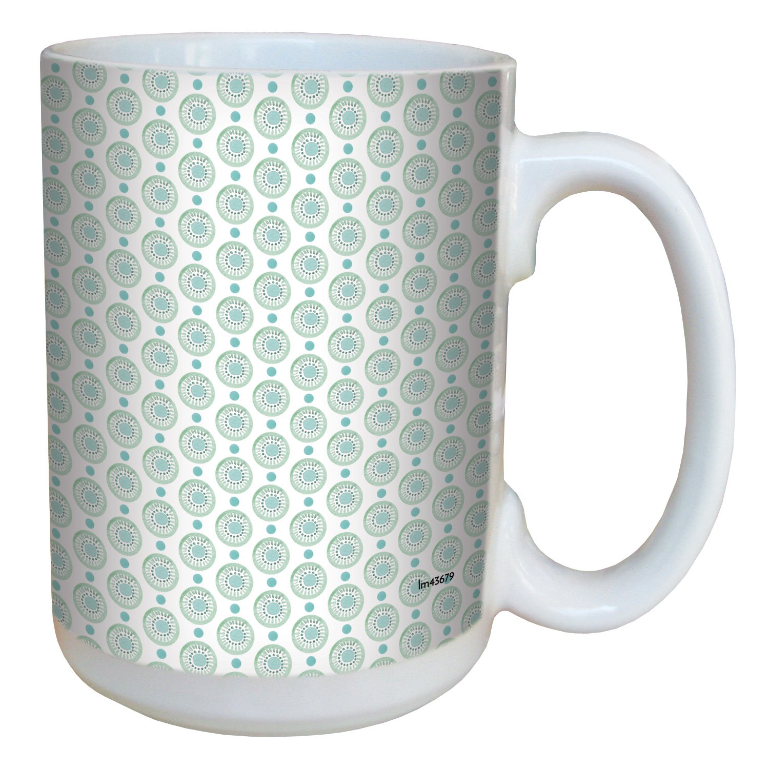 Lm43679 Contemporary Teal Dot Pattern By Shell Rummel Ceramic Mug With Full-Sized Handle, 15-Ounce, Multicolored