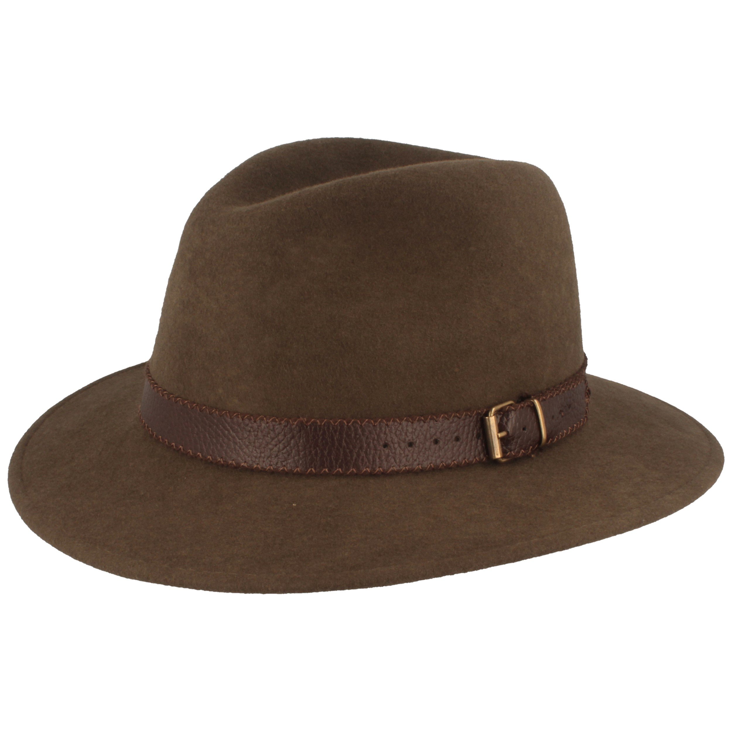 Breiter Chapeau d'extérieur en Feutre - Chapeau de Trekking - 100% Laine - Chapeau imperméable et Pliable - avec Garniture en Cuir - pour Homme et Femme