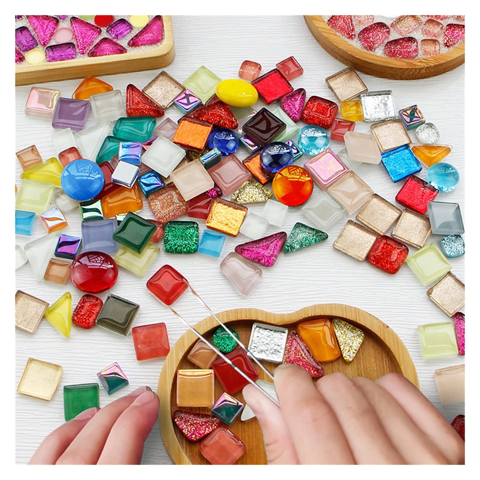 Piastrelle di mosaico, 250g/pack Crystal Glass Mosaic Tile Irregular Shape DIY Hobbies for Kids Glitter Shiny Mixed Mosaic Stone Handmade Art Materials(B)