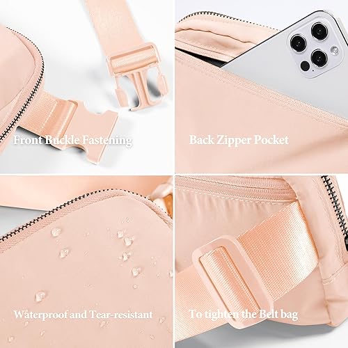 Miniatura 5 de ODODOS Minicangurera unisex con correa ajustable, para entrenamiento, correr, viajes o senderismo, Coral pálido