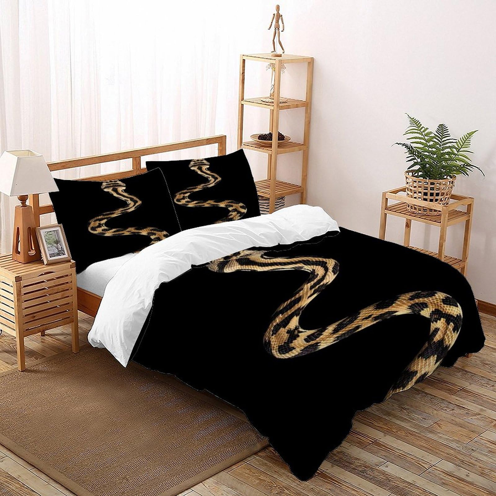 Housse de couette 260x220 cm Python avec ses taies d'oreiller pour lit adulte