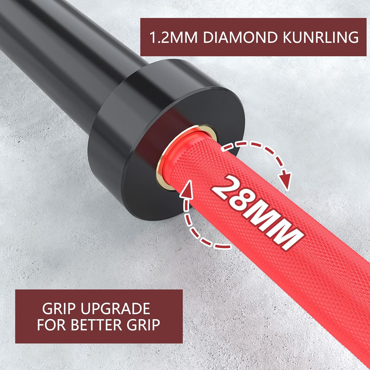 TECHNOAGE 7ft Olympic Barbell 45LB – 1500LB Capacity Weightlifting Bar with Needle Bearings & 28mm Knurled Grip, Powerlifting Strength Bar for Squat Bench Deadlift, Home Gym Olympic Weight Bar