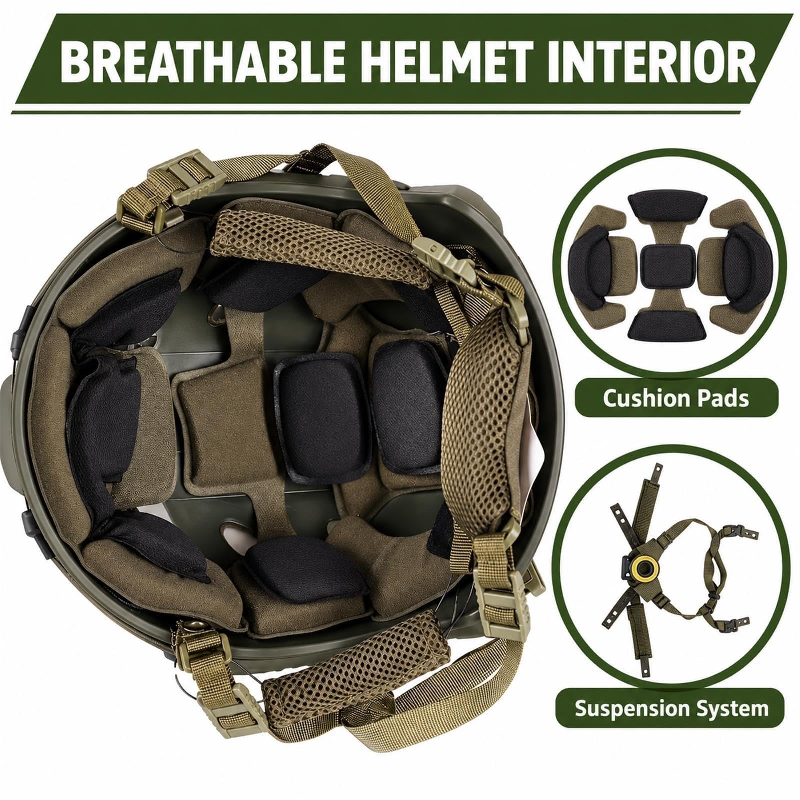 Casco Tattico FAST con Cuffie e Maschera Mezza Faccia Estesa