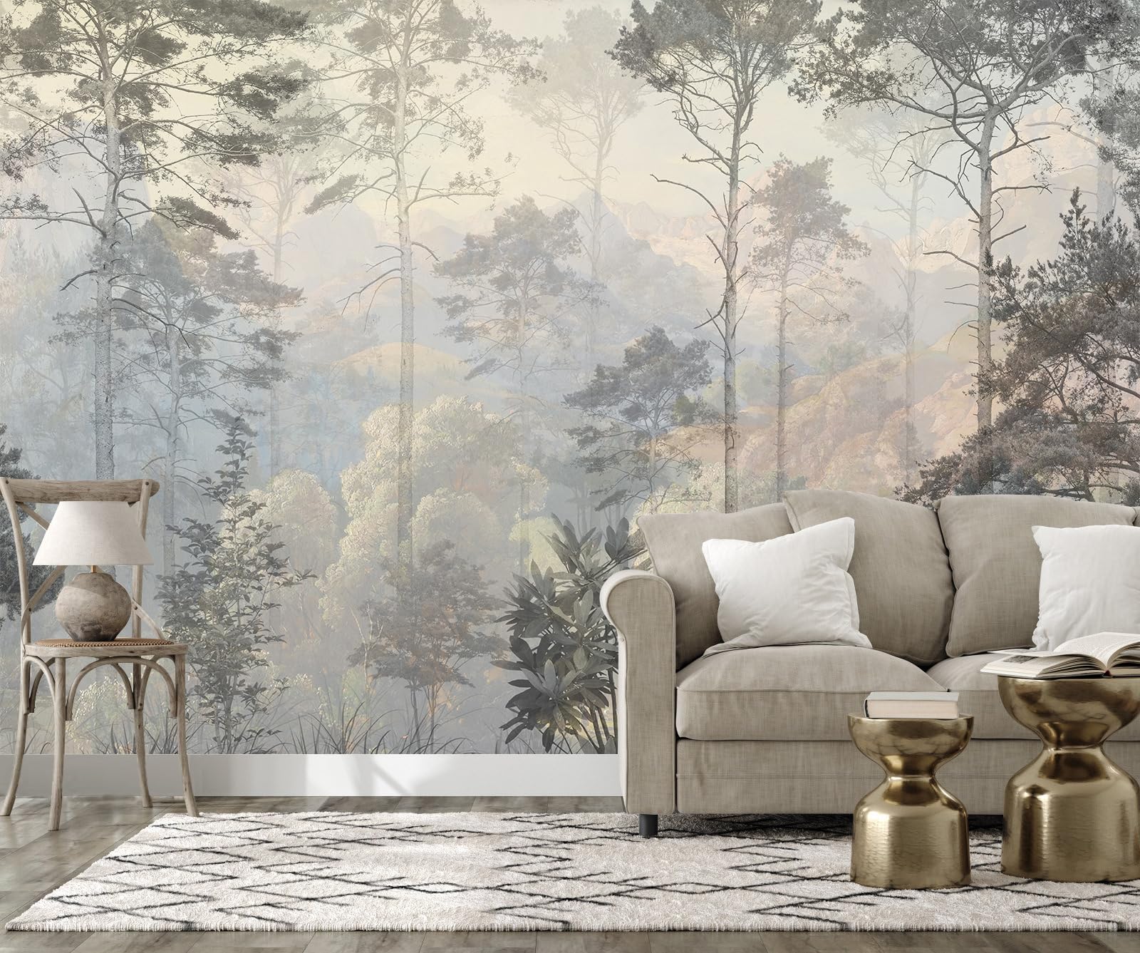 Photo 1 of Jdayda Hazy Forest Wall Mural, Abstract Nature Landscape