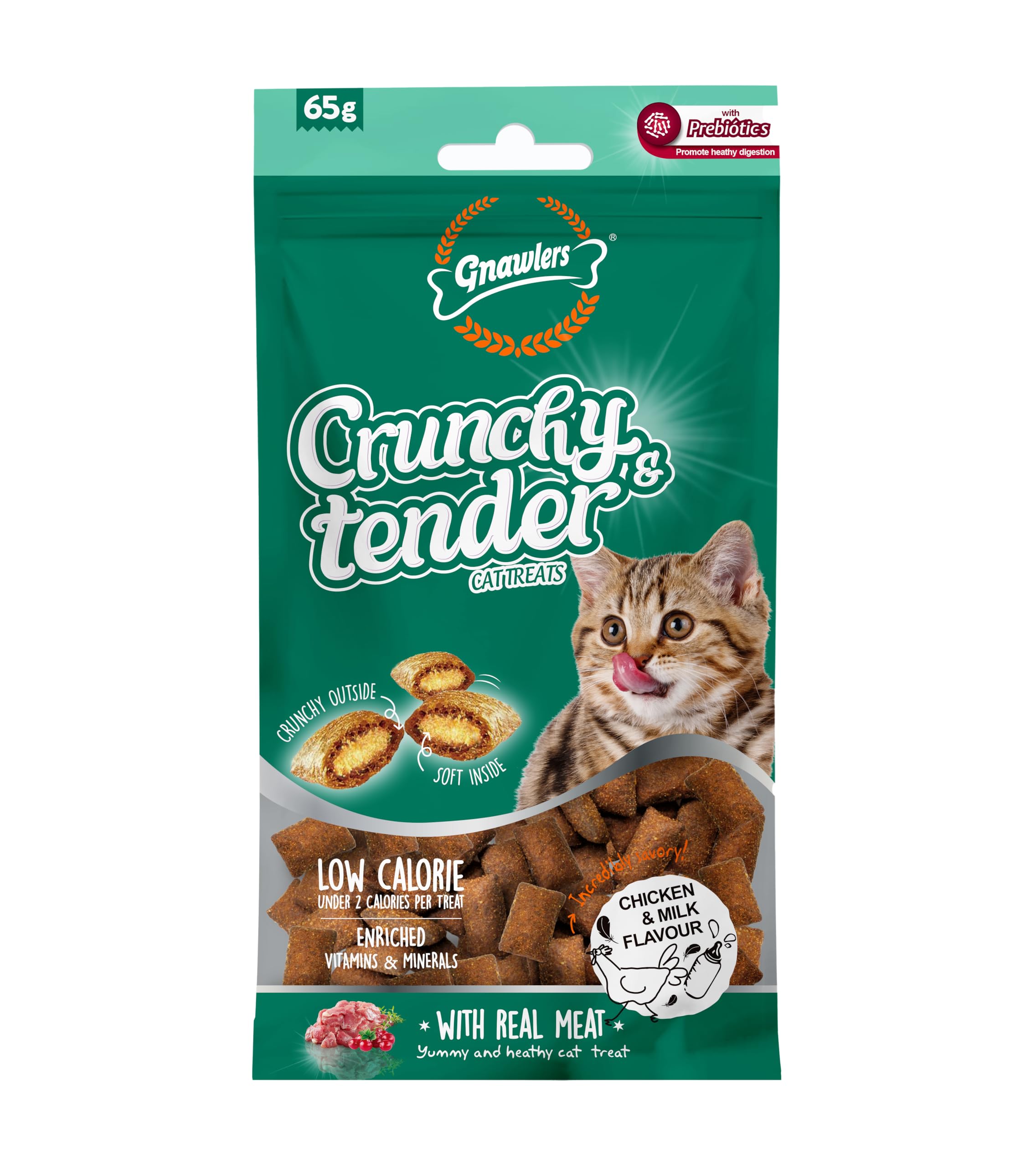 Gnawlers Crunchy & Tender Cat Treats 65g - Tasty Chicken & Milk Flavour (Pack of 3) Newly Launched by DogsNCats (B0D3Q2PG33) Amazon Price History, Amazon Price Tracker