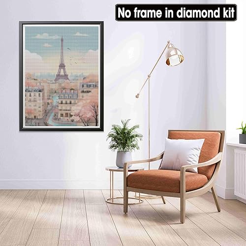 Miniatura 4 de LOMSIOY Kit de pintura de diamantes de imitación de torre Eiffel para adultos, pintura con paisaje de arte de diamantes, arte redondo de diamantes