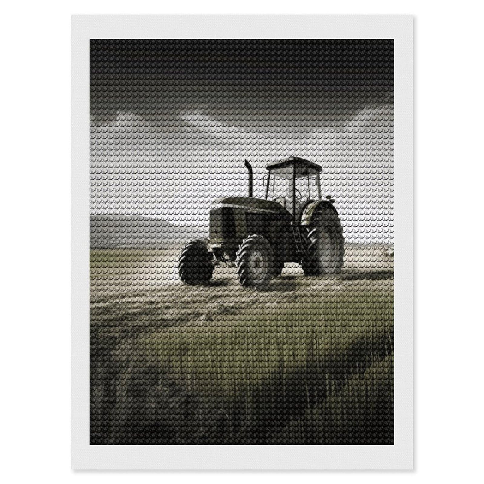 JTREHY Tractor Agriculture Tranquil Diamond Art Kits Personalized DIY Round Diamond Painting Kits for Beginner Full Drill Diamonds Dots Paintings for Adults Gem Art Crafts Home Decor