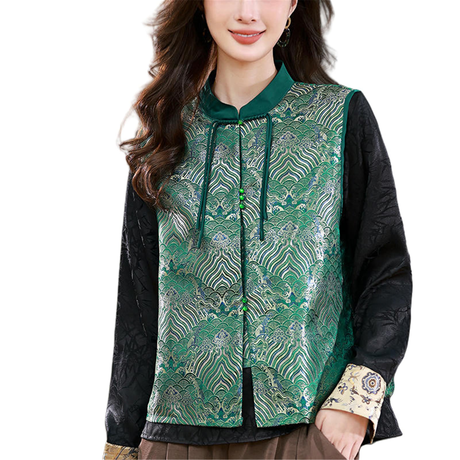 Chaleco chino de mujer para primavera chaqueta sin mangas elegante 6