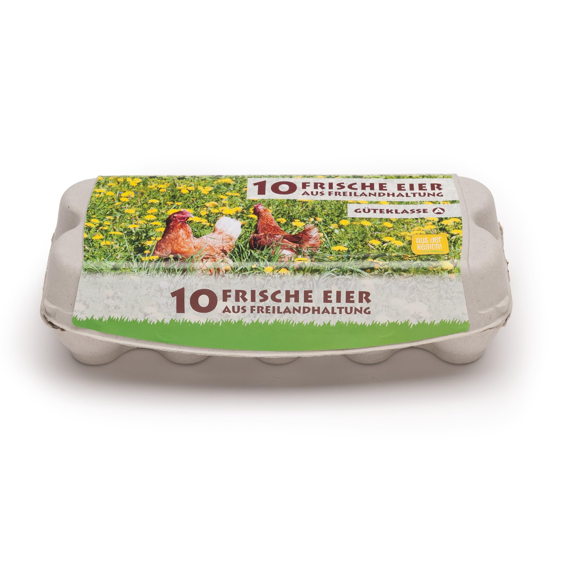 ComPac 10er Eierschachtel naturweiß mit Freiland Etikett, Eierkarton für S-L, made in Germany - 95 Stück