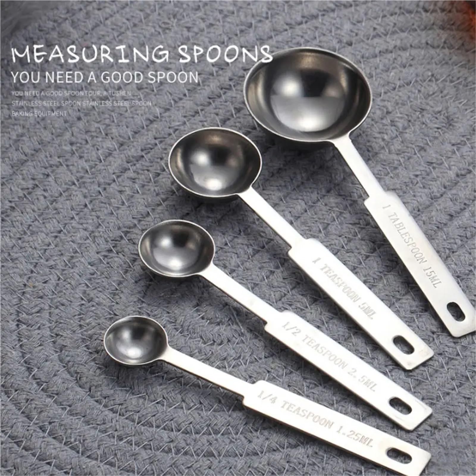 Set di 8 misurini in acciaio inox, cucchiai, cucchiaini for farina da forno, utensili cucina, strumenti misurazione per Dolci Ingredienti Cottura