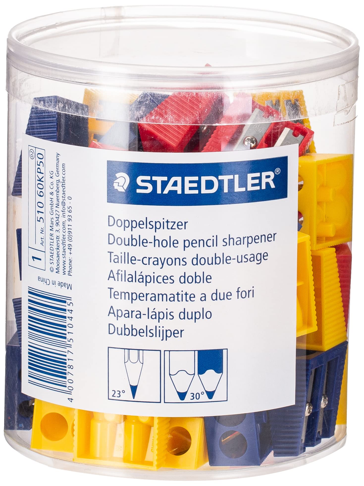 STAEDTLER510 60Kp50 Double Pencil Sharpener For Assorted Colours (Pack Of 50 In A Tube