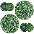 15" Artificial Topiary Balls 2PCS, Flower Topiary Ball Decorative Balls for Outdoor Patio Garden and Indoor, Wedding Decoration, White
