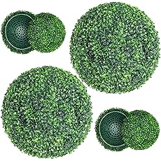 15" Artificial Topiary Balls 2PCS, Flower Topiary Ball Decorative Balls for Outdoor Patio Garden and Indoor, Wedding Decoration, White