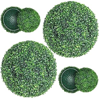 15" Artificial Topiary Balls 2PCS, Flower Topiary Ball Decorative Balls for Outdoor Patio Garden and Indoor, Wedding Decoration, White