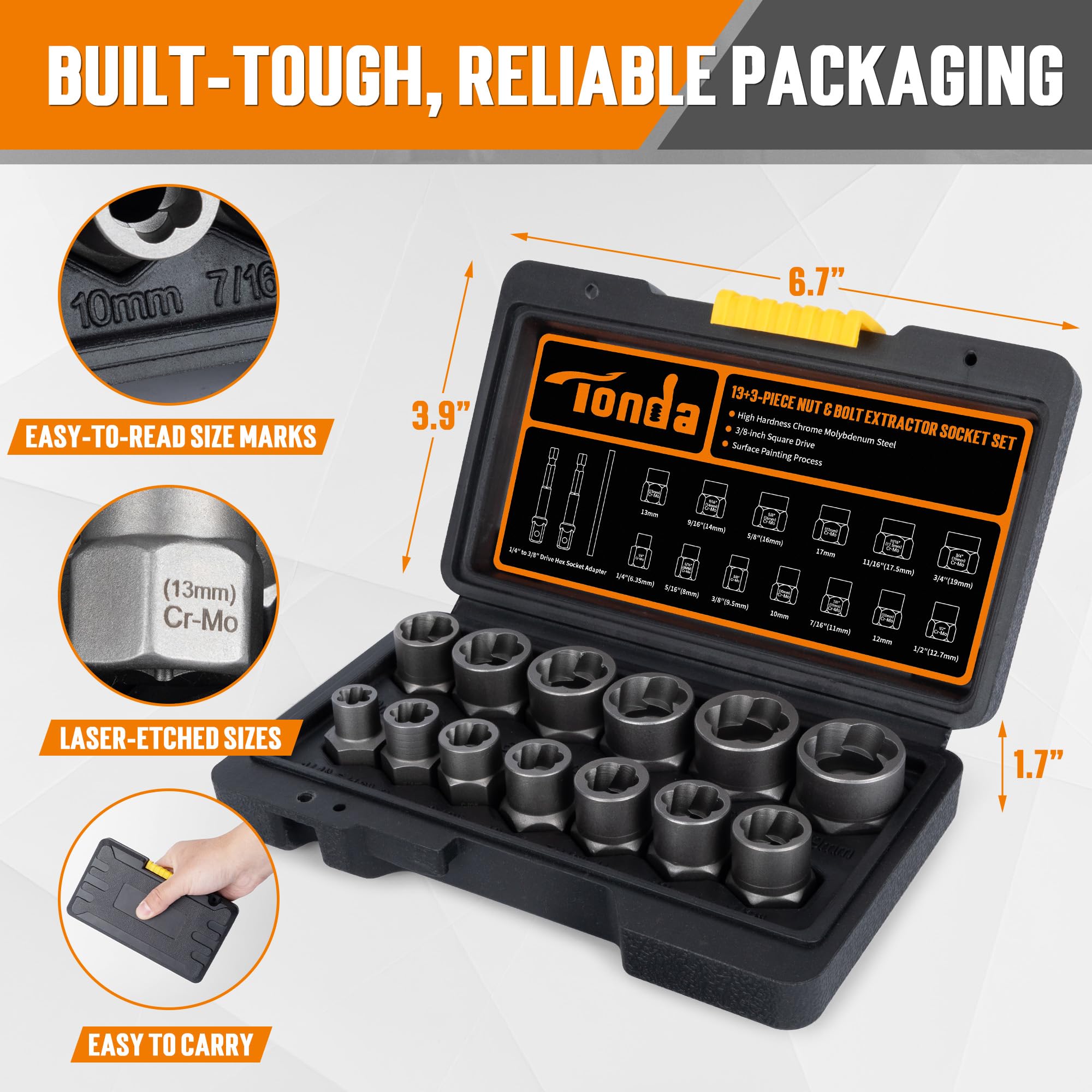 Tonda Bolt Extractor Kit - Remove Stripped Bolts -5