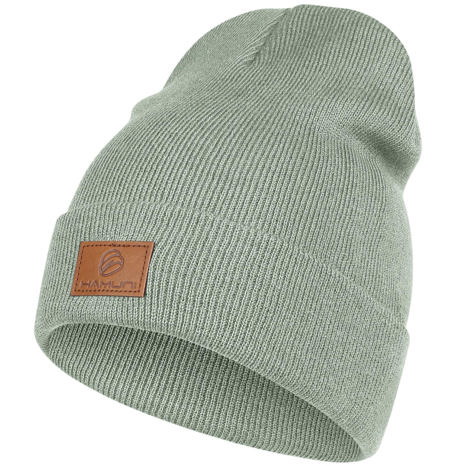 HAMUNI Beanie Mütze für Herren Damen, Klassische Wintermützen Bequem Atmungsaktiv Weich Acryl Beanie Hat Strickmütze Vintage Einfarbig Strick Bündchen Beanies Unisex