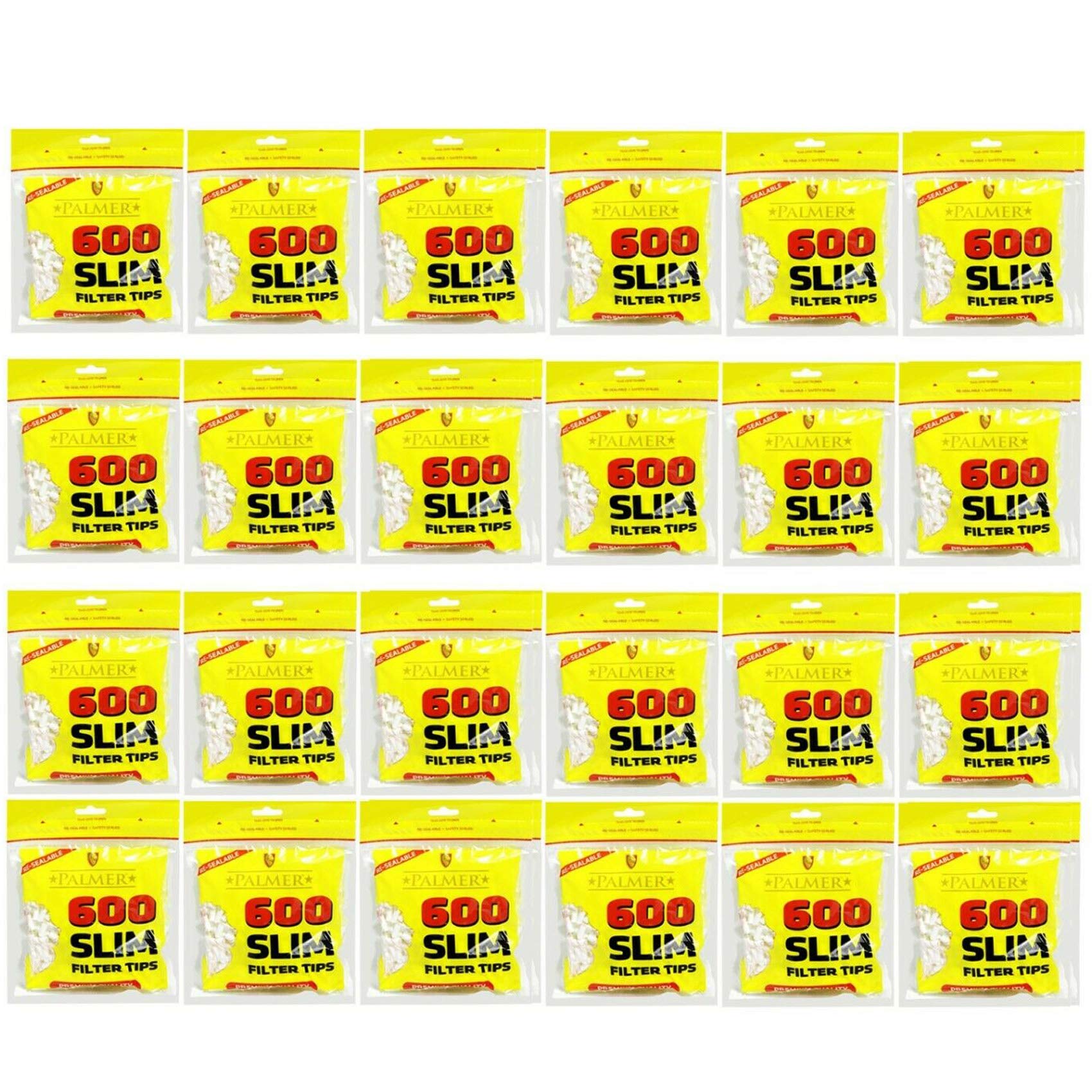 600-15000 x PALMER Cigarette Tobacco Filter SLIM Tips Rolling Paper Resealable Black Yellow Bags Smoking UK FREE P&P (MEGA BOX (15000 Filter Tips))