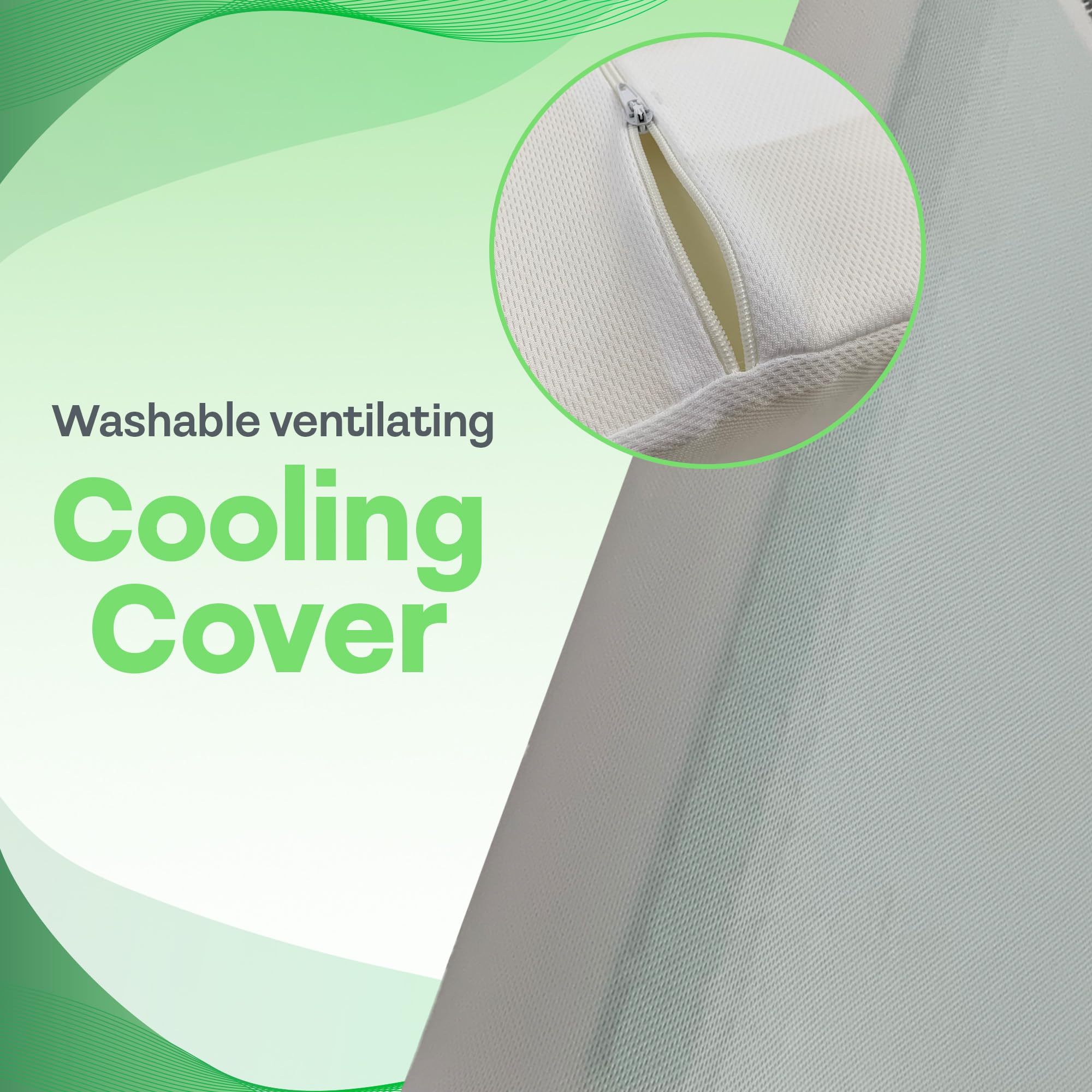 Sacred Thread Memory Foam Pillow with Cooling Gel, Orthopedic Pillow for Side, Back, and Stomach Sleepers, Green Bubble Gel with Removeable Cover, Supportive and Comfortable Memory Foam