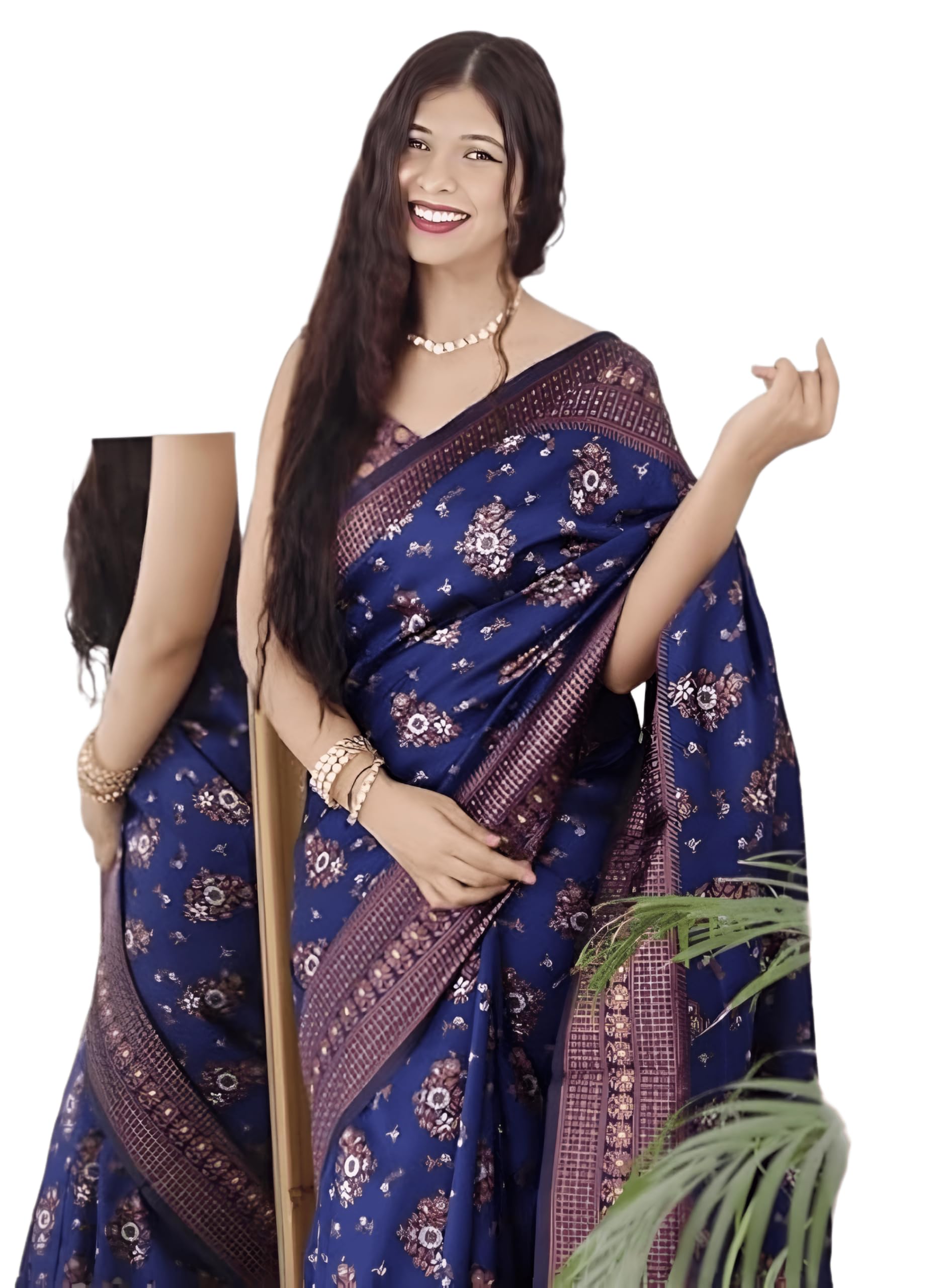 C J Enterprise Women's Pure Kanjivaram Silk Saree Banarasi Soft Sari With Blouse Piece For Wedding (Pari124-50)