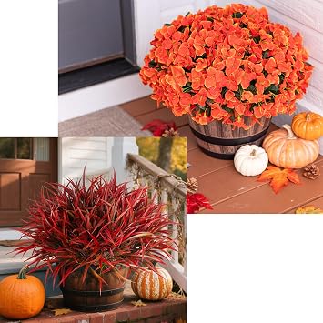 Ivydale Fall Flowers Artificial for Decoration Fake Plants Outdoor Grass and Artificial Fall Flowers