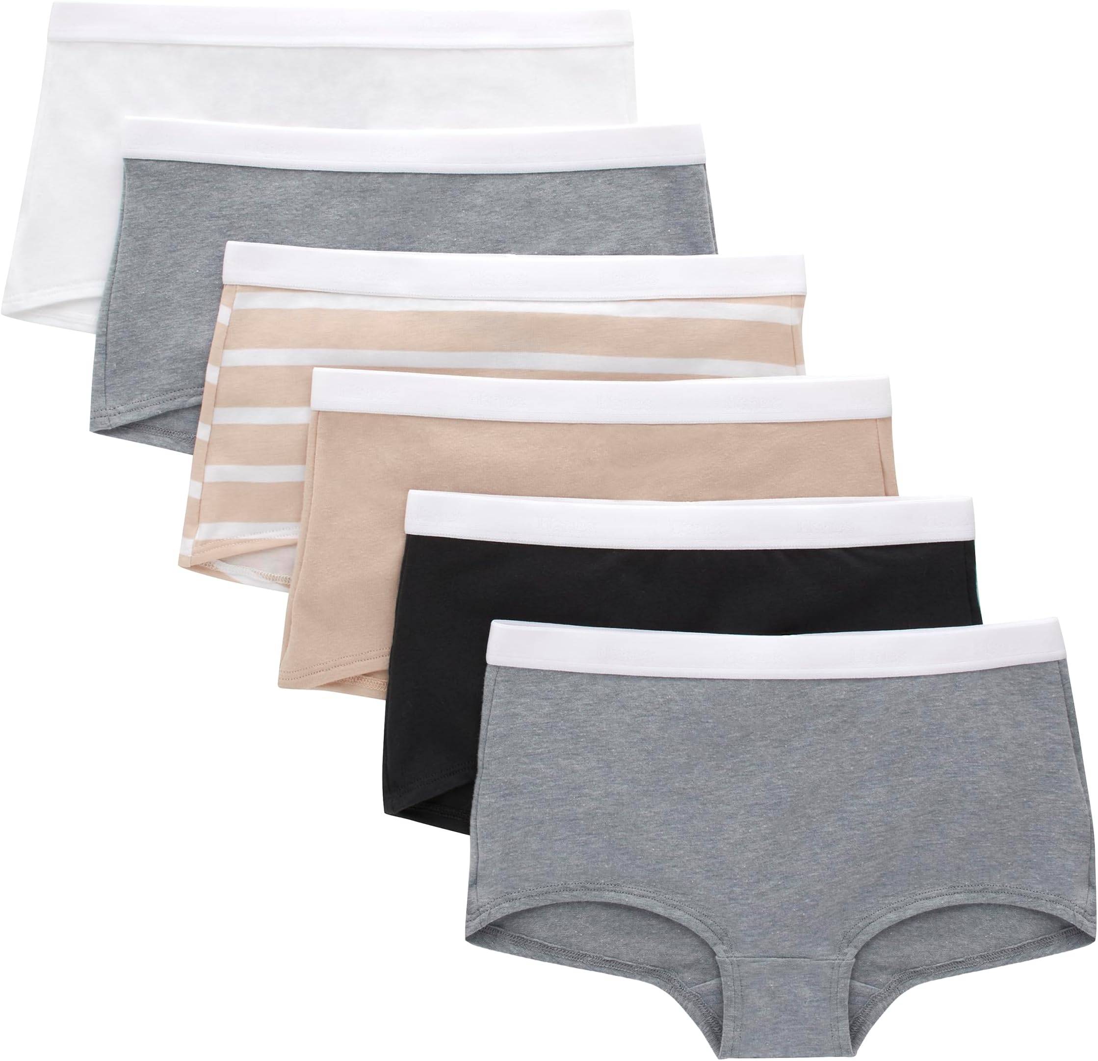 girls Originals Underwear, Stretch Cotton Boyshorts, Hipster, Bikini Panties, 6-pack