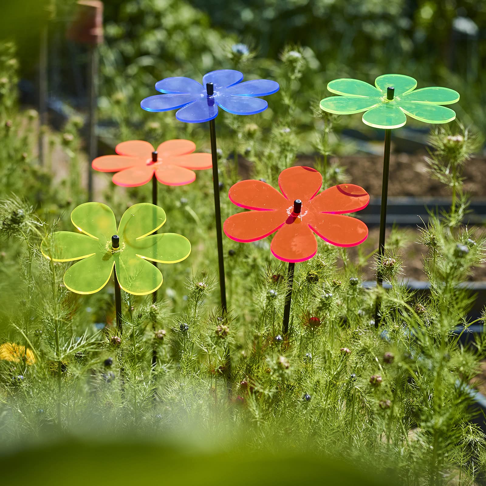 Suncatcher 5X Grande Fleur Marguerite Attrape Soleil Rayonnant Bouquet de Soleil 5 Bouchons de Jardin Décoratifs, 75cm Haut, Cadeau pour Chaque Jardin, Colour:Mixed Colors