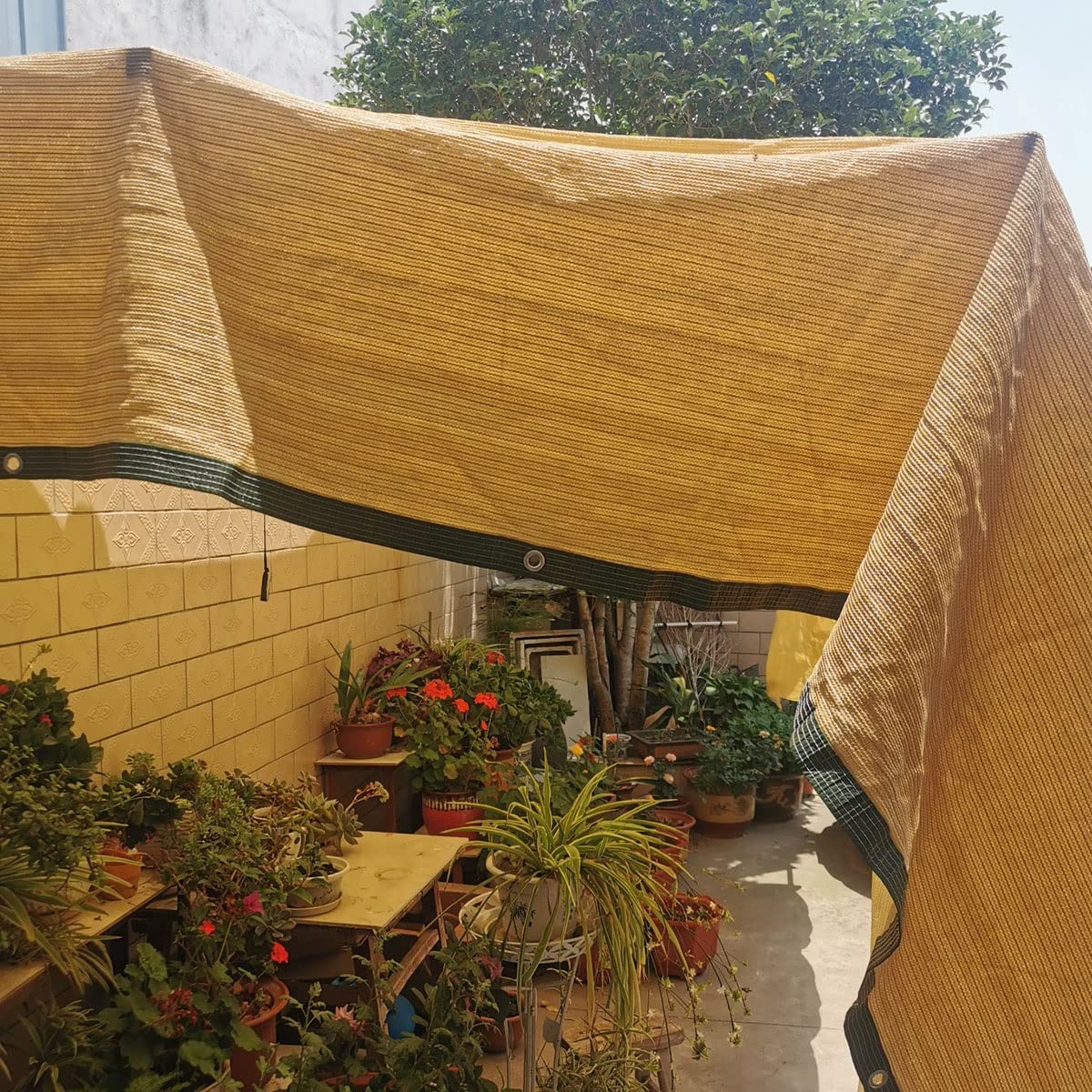 Malla Sombreo Jardín, Red De Sombreado para Exterior Terraza Patio, 90% Paño Protección Solar 4x7m 5x5m 5x8m 6x6m 6x10m 7x7m Red De Sombra con Ojales(Tamaño:4X9M)