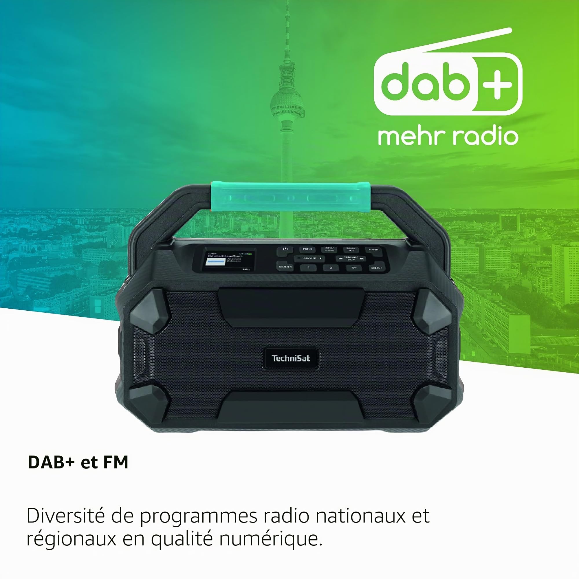 TechniSat Viola 231 OD – Radio de Chantier Compatible avec Batterie Makita (Dab+, FM, AUX in, Bluetooth, IPX4 résistant aux éclaboussures, 2 x 15 W Enceintes stéréo)