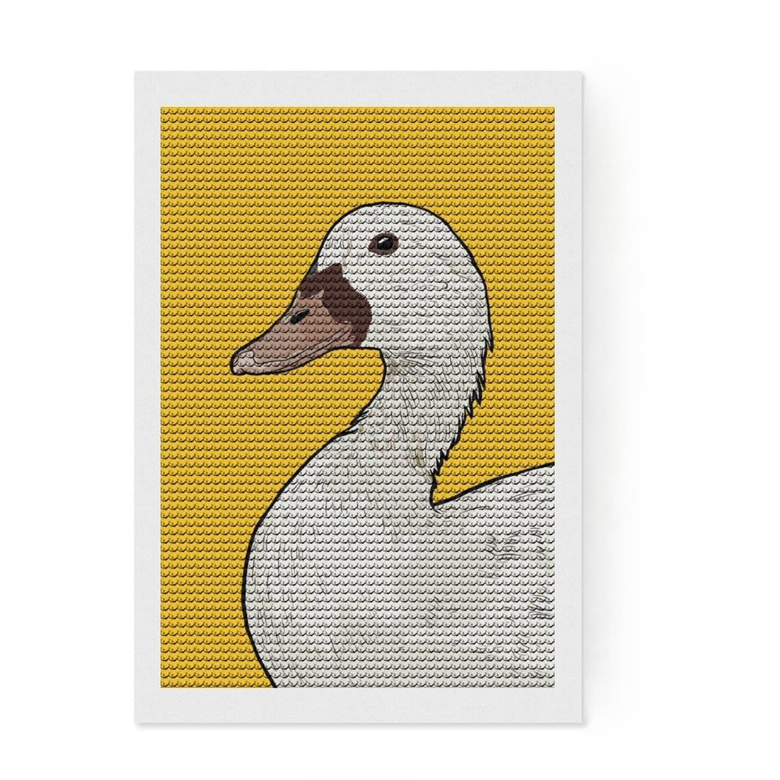 Junmoney Funny Duck Diamond Painting Set 8"x12", Festive Craft Gift, for Beginners, Full Kit Included, Vintage Style Decor