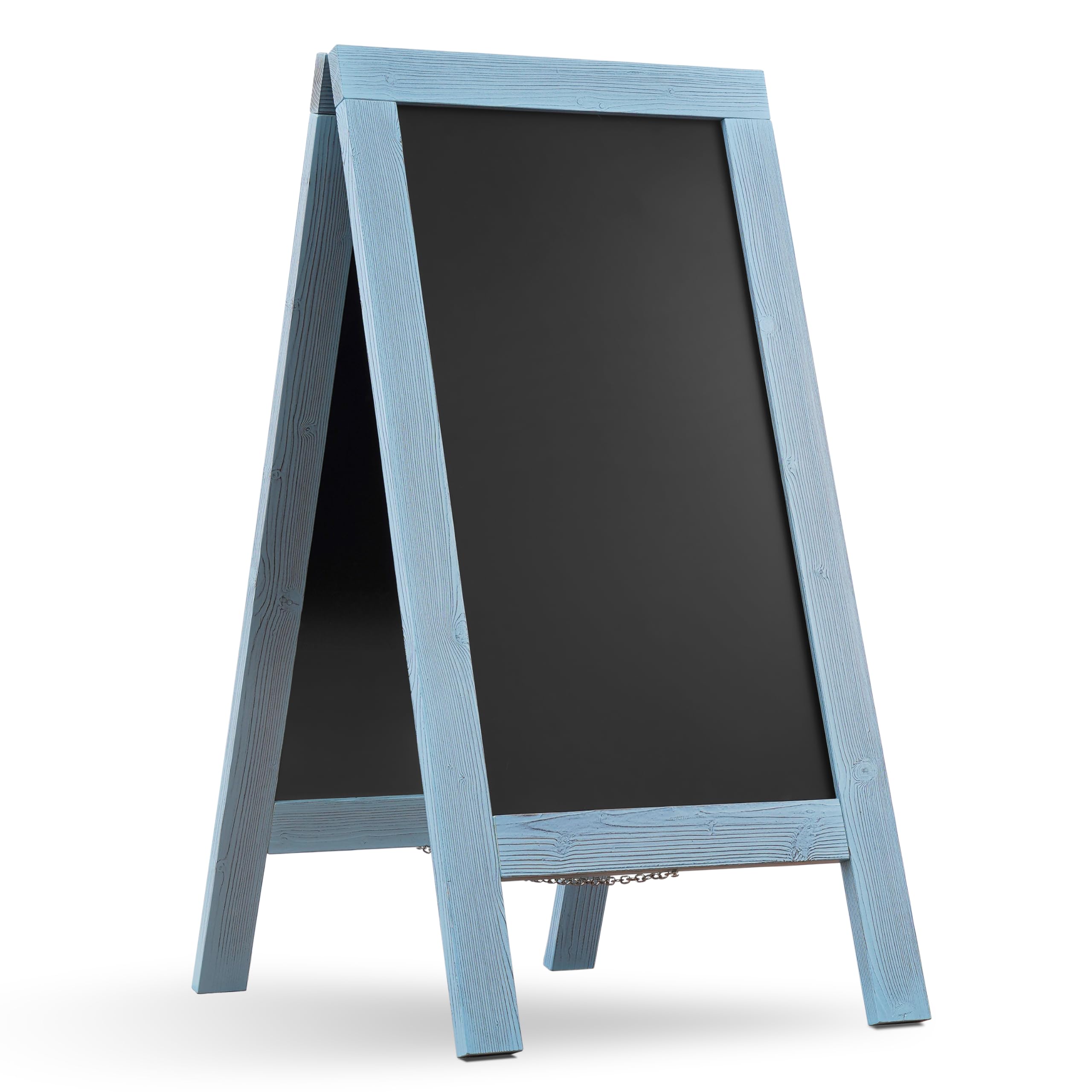 DAHAPYBOO Pizarra sándwich de 40 x 20 pulgadas, madera de pino maciza, color azul rústico, pizarra, pizarra, letreros para exteriores, caballete, letrero de pizarra con marco, pizarra de menú