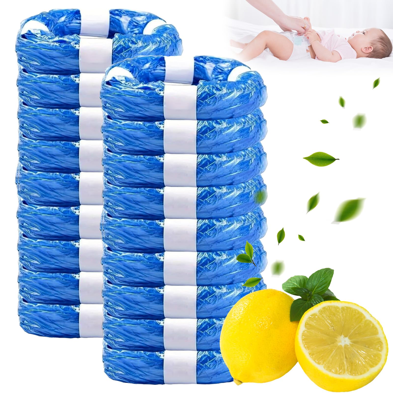Recharge Poubelle à Couche 18 Pièces 4.5M Anti Odeur Résistant à la Déchirure pour Angelcare Tommee Tippee Litter Locker Bleu