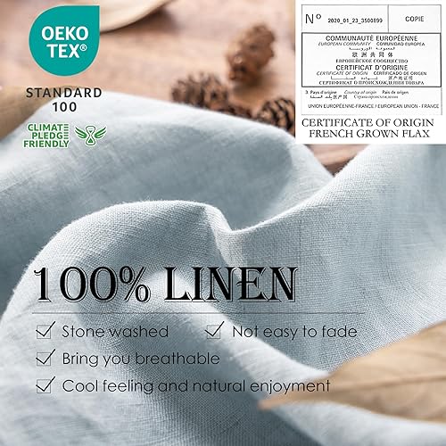 Miniatura 2 de Simple&Opulence Juego de funda nórdica 100% lino 3 unidades estilo básico natural francés lavado lino color sólido suave transpirable granja ropa de