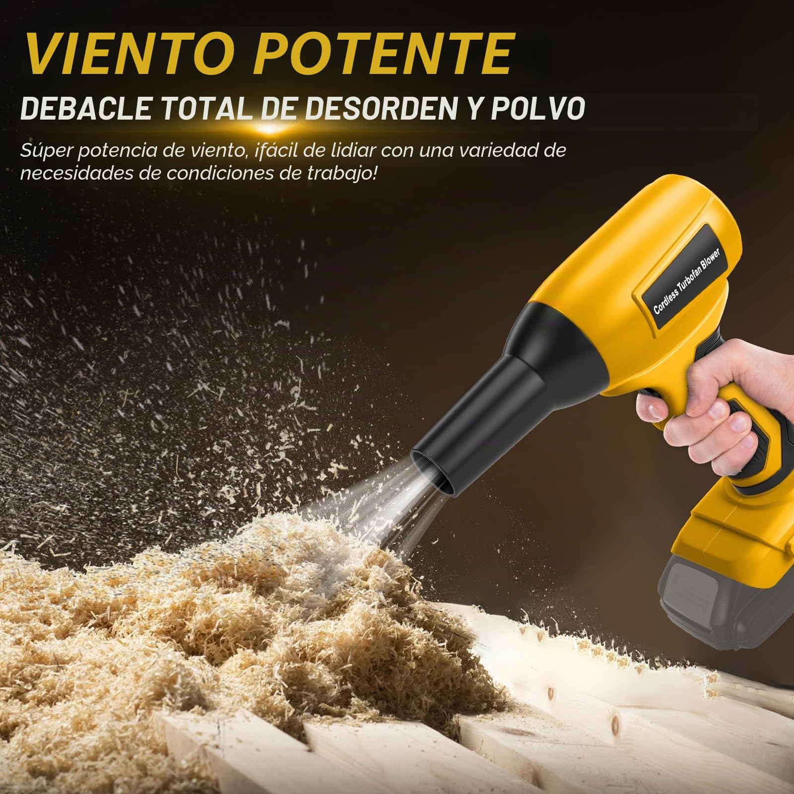Mini soplador de hojas con batería compatible con Dewalt 20V 18V, 30 m/s, 130000 rpm, motor sin escobillas, 5 boquillas incluidas, ligero y portátil para terraza, césped, limpieza de automóviles y