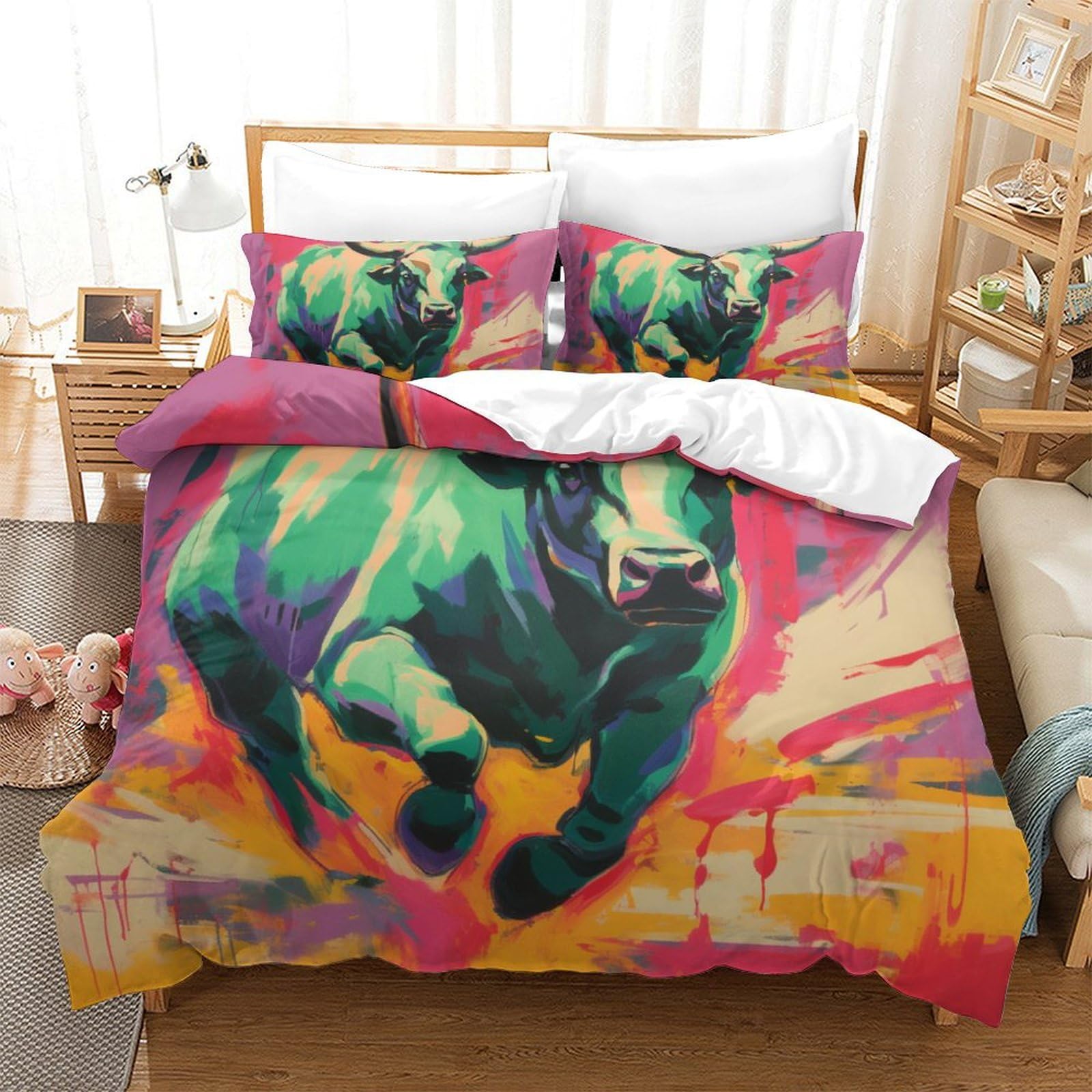 Housse de couette Yak 3D en microfibre facile à laver et rapide à border pour lit Super King