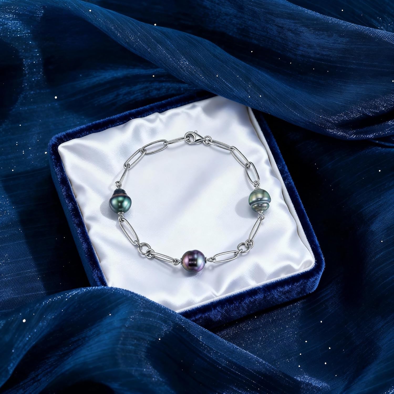 Genuine Tahitian Pearl Bracelet for Women - 3pcs 9-10mm Ocean-Grown Baroque Pearls, Wedding Anniversary Birthday Christmas Gift for Wife Mom Girlfriend Daughter Grandma, Length 6.2”+ 2” Extender - Image 5