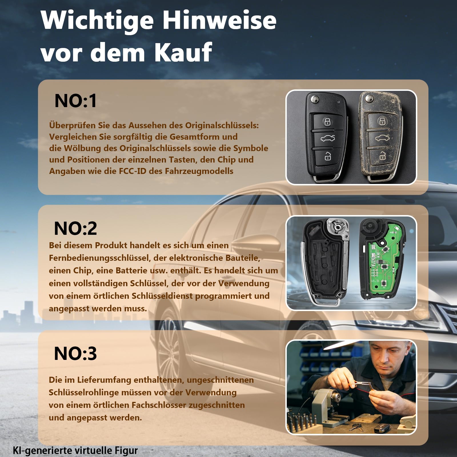 Funkschlüssel 433MHz für Audi A3 A4 A5 A6 A6L A8 Q3 Q5 Q7 TT S3 S4 S5 RS B6 B7 C5 C6, Autofernschlüssel ID48, Kompatibel mit 8P0837220D 8P0837220Q 8P0837220K