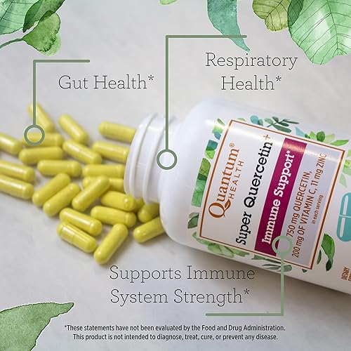 Miniatura 5 de Quantum Health Super Quercetin+ 750 mg Potente suplemento de apoyo inmunológico + zinc 11 mg y vitamina C 200 mg de inmunidad estacional para