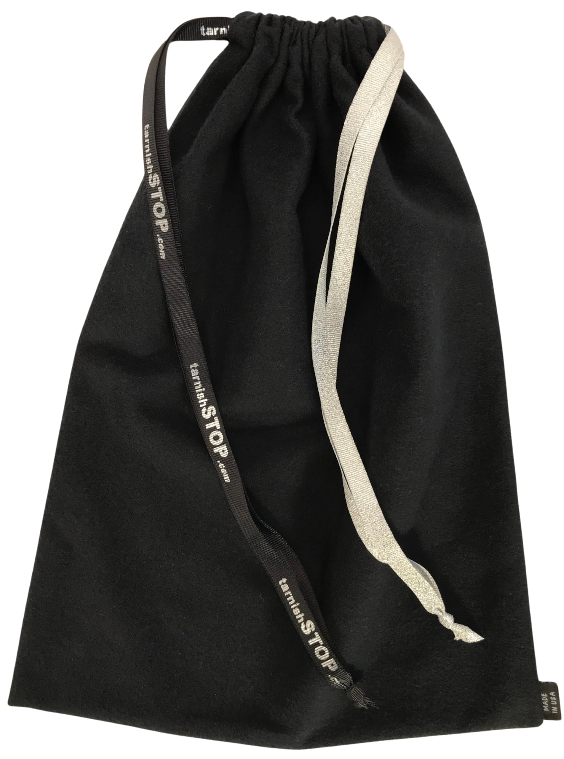 USA Made | T-STOP | Luxury Anti-Tarnish Bag for Silver Storage | Patented Proven Protection | Small 13"x10" | Tuxedo Black