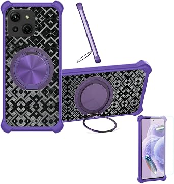 Case Compatible for Freeyond M5 5g Phone Case Cover [with 1* Tempered Glass Screen Protector] Hybrid Case[360Ring Support, Magnetic] CX-17-ZI
