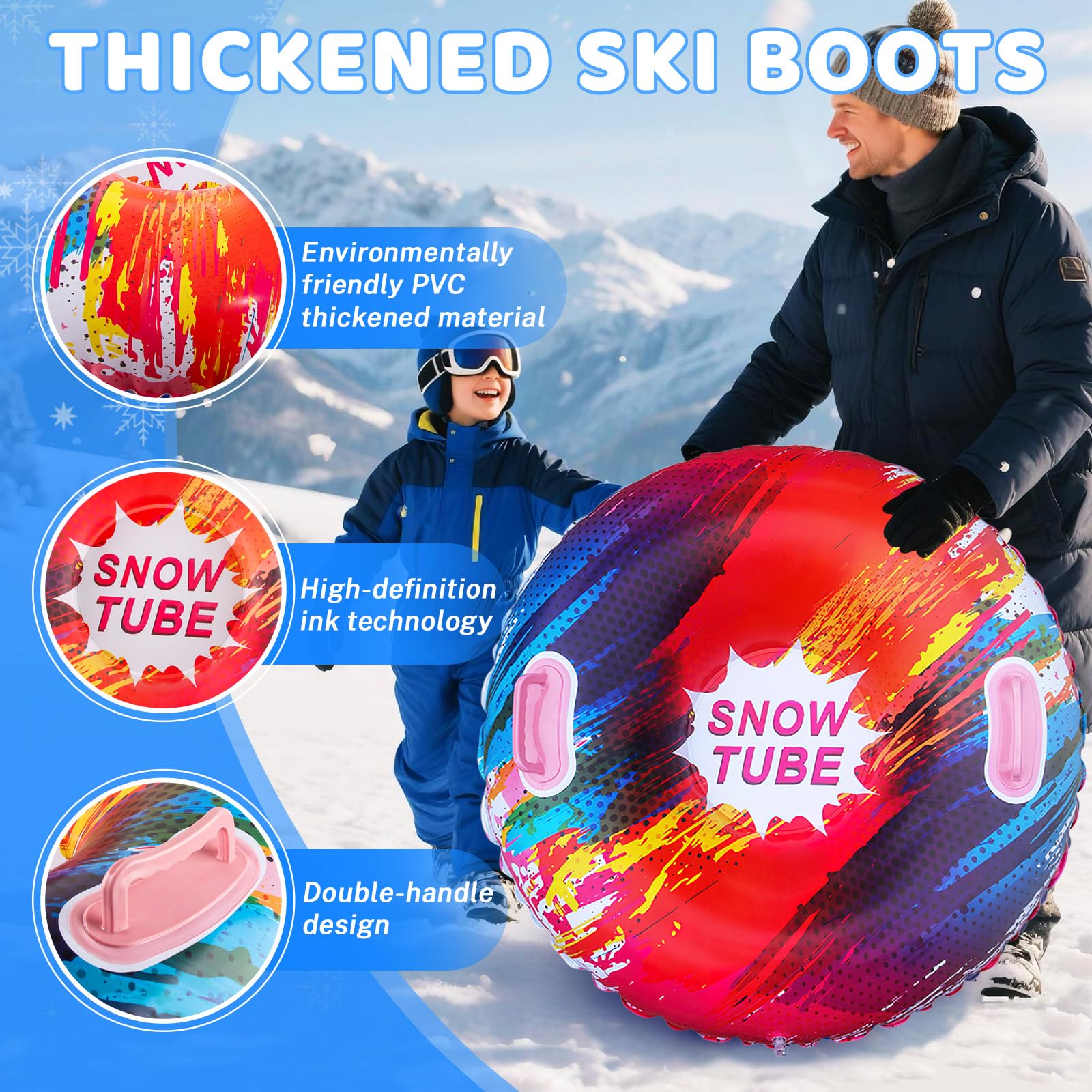 Colchoneta Nieve Fancysky Trineo Inflable 80x80 cm Tobogán Nieve Invernal