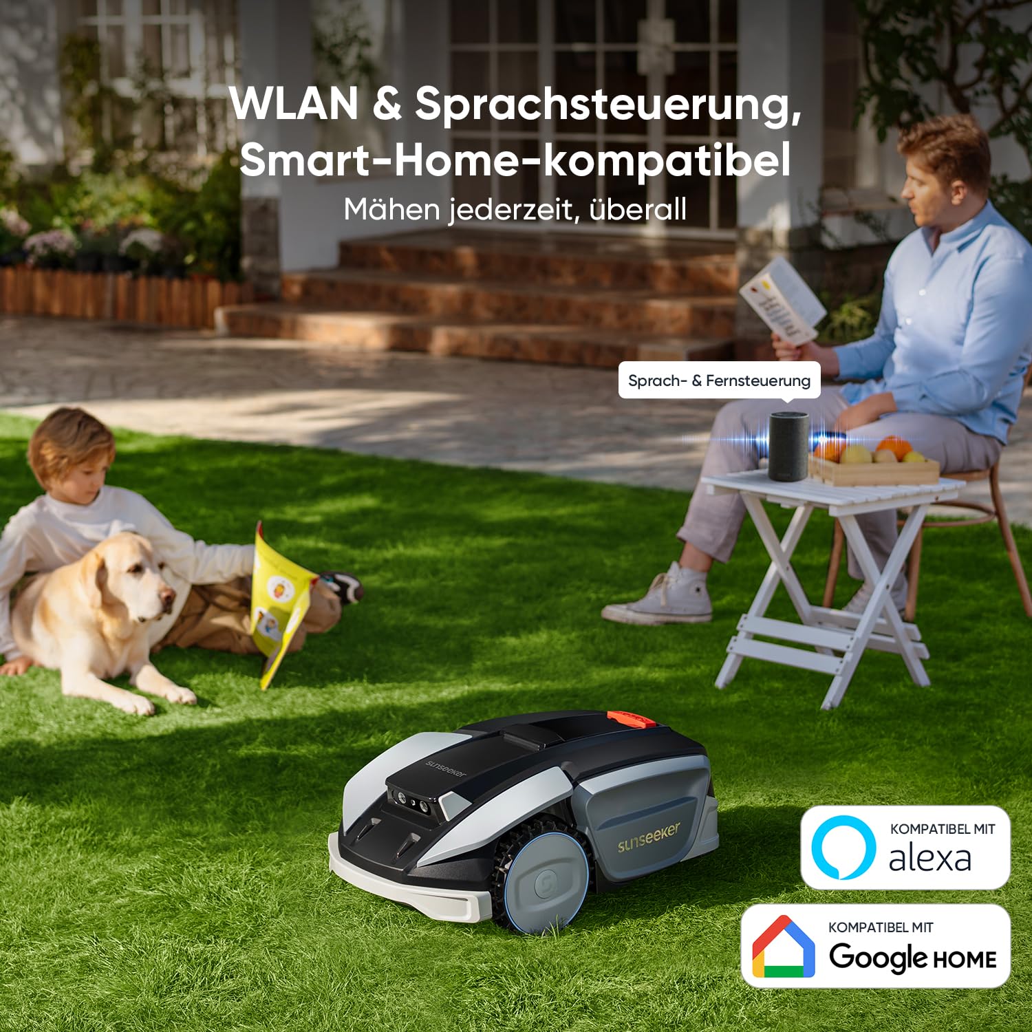 Sunseeker Robot cortacésped S5 AWD sin Cable de limitación 1600㎡, RTK + Vision Robot cortacésped con mapeo asistido por IA, Control de aplicación Inteligente, inclinación del 60%
