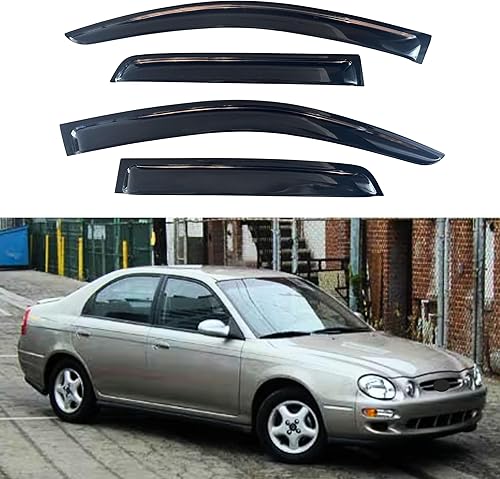 Miniatura 384 de IG - Visera para ventana de automóvil, protector contra la lluvia, el sol y el viento, con cinta adhesiva, deflector extraduradero para ventana