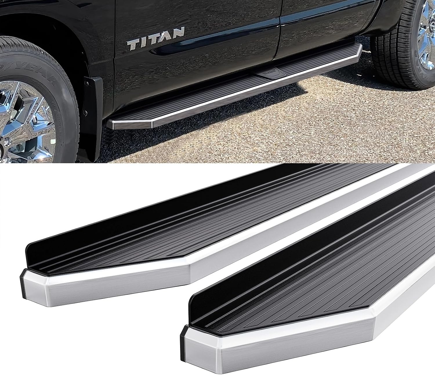 HD Ridez Flat Style Running Board 6" Polished Compatible with Nissan Frontier 2005-2026 Crew Cab (Side Steps Side Bars)