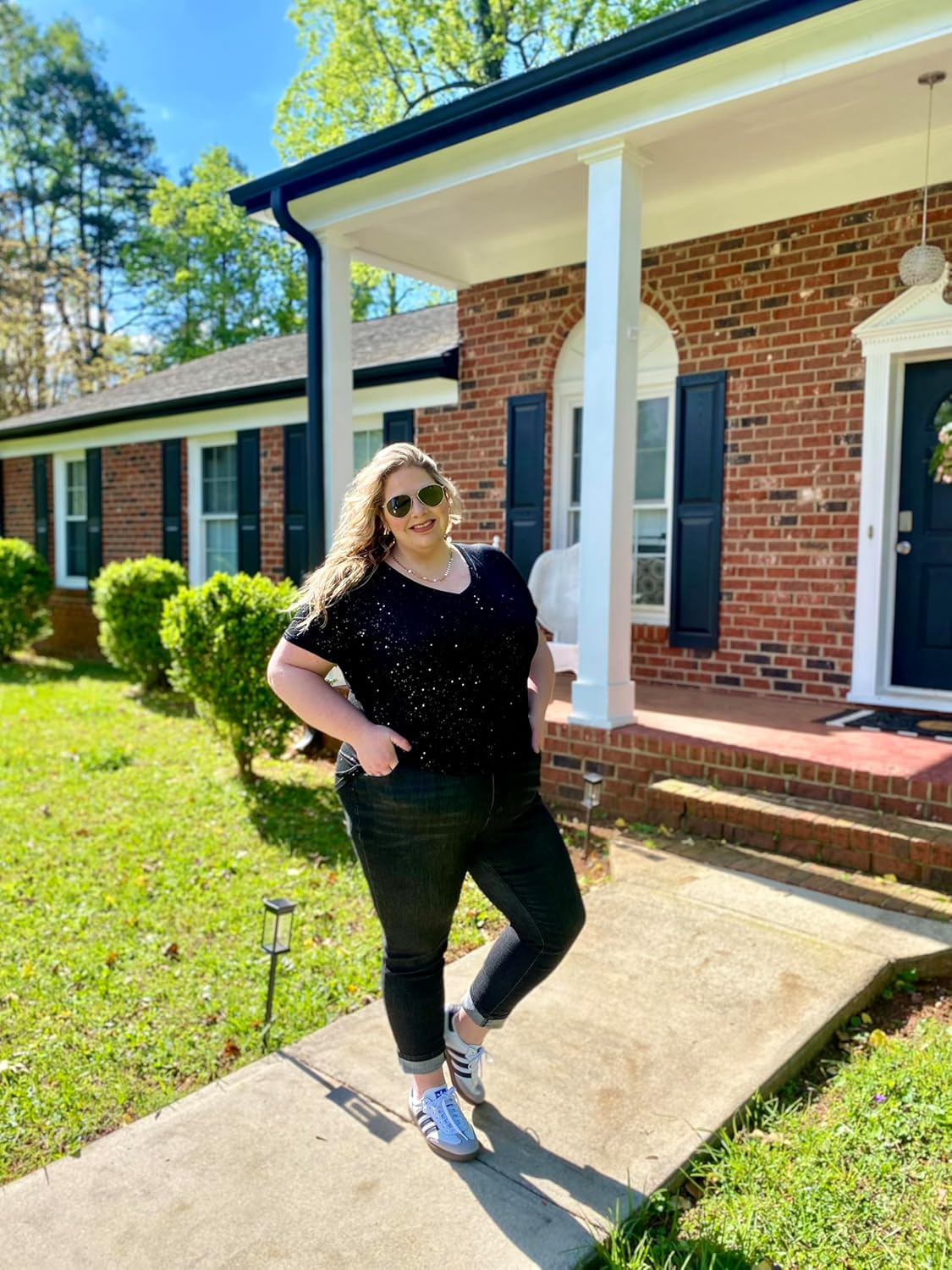 RITERA Plus Size Tops for Women Oversized Summer Basic V Neck Short Sleeve Henley Shirt Casual Tunic Shirts XL-5XL - Image 2